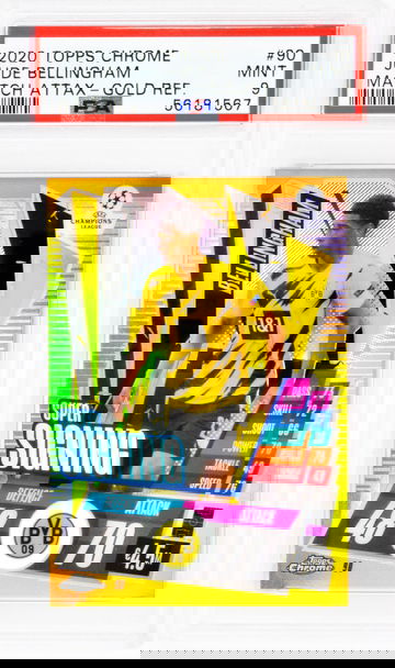 2020 Jude Bellingham Topps Chrome  Match Attax Gold Refractor  #90 PSA 9