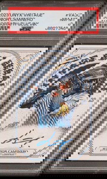 2023 Onyx Vintage Junior Caminero Blue Ink Autograph #VAJC PSA 8 [BL-3B.24]