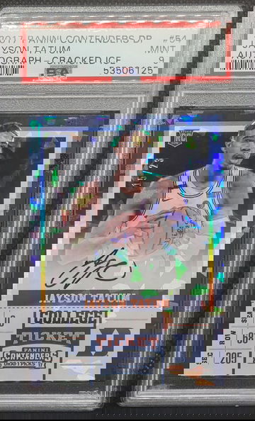 2017 Contenders Jayson Tatum RC Cracked Ice Rookie Auto /23 PSA 9