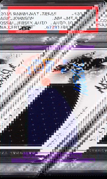 2016 Magic Johnson Panini National Treasures Colossal Jersey Patch Auto /49 PSA 8 10 SP Jumbo Autograph