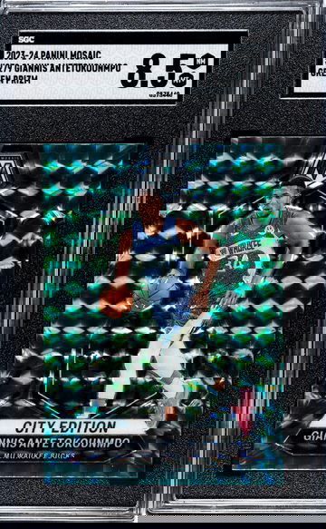 2023-24 Panini Mosaic #279 Giannis Antetokounmpo Green Prizm SGC 8.5