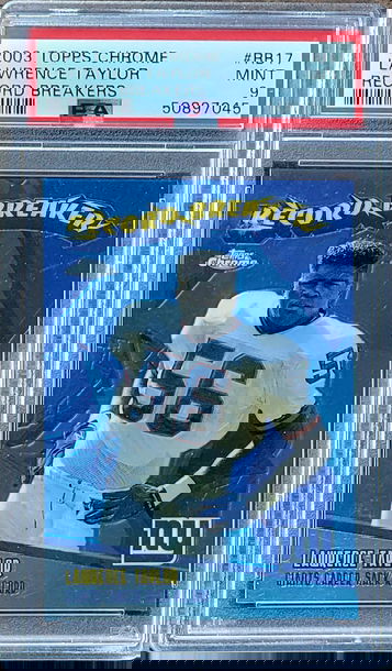 2003 SP LAWRENCE TAYLOR Topps Chrome REFRACTOR RECORD BREAKERS PSA 9 POP 2 #RB17