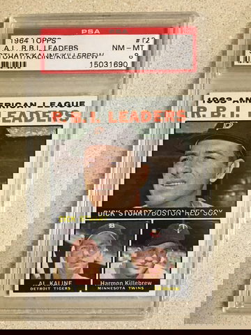 1964 Topps #12 AL RBI Leaders PSA 8 NM-MT STUART AL KALINE HARMON KILLEBREW HOF