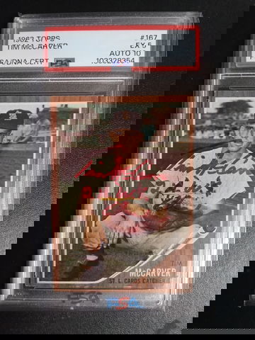 1962 Topps #167 Tim McCarver RC PSA 5 Auto 10