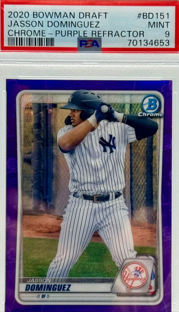 2020 BOWMAN DRAFT JASSON DOMINGUEZ CHROME - PURPLE REFRACTOR/250 #BD151 PSA 9 MINT