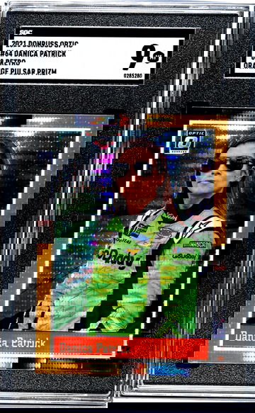 2021 Donruss Optic #64 Danica Patrick '88 Retro Orange Pulsar Prizm SGC 9