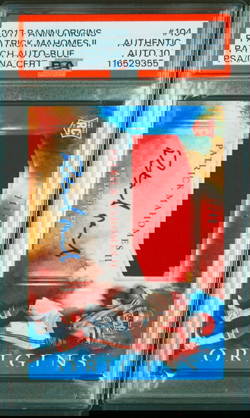 2017 Patrick Mahomes Panini Origins Rookie Patch Auto Blue RPA /49 PSA AUTH 10 #104 SP Autograph Jersey RC