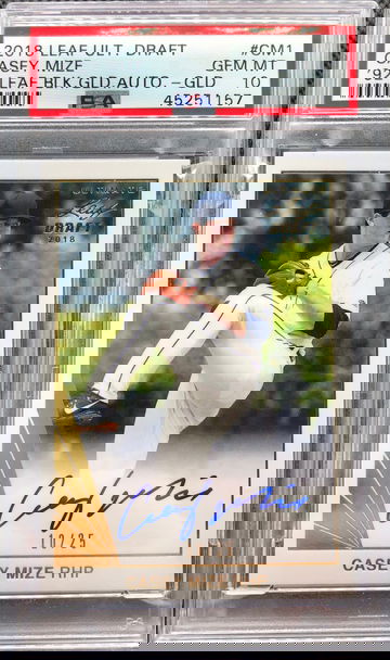 2018 Leaf Draft Casey Mize gold auto psa 10 /25