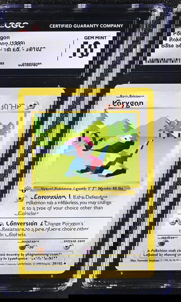 1999 Pokémon Base Set 1st Edition Porygon #39/102 CGC 10