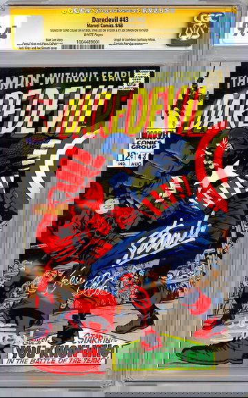 DAREDEVIL #43 CGC-SS 9.4 *STAN LEE JOE SIMON GENE COLAN* CAPT AMERICA XOVER 1968