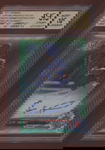 2017 BOWMAN CHROME ELOY JIMENEZ GREEN SHIMMER AUTO BGS 9.5/10
