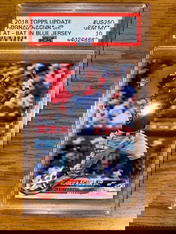 2018 Topps Update Ronald Acuna Jr At Bat Blue Jersey RC PSA 10 Gem Mint