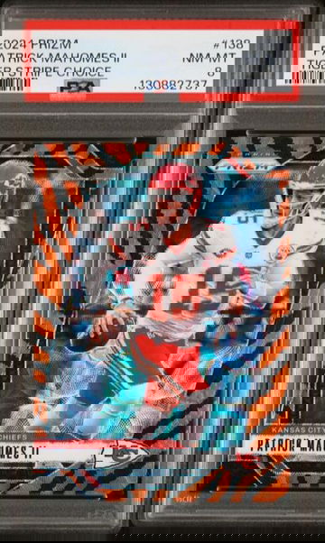 2024 Panini Prizm #138 Tiger Stripe Choice SSP Patrick Mahomes II PSA 8 Kansas City Chiefs