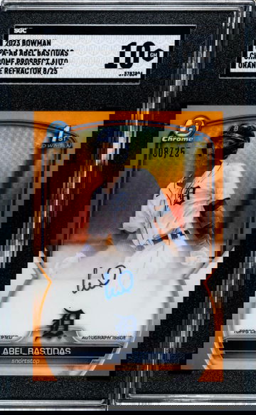 2023 Bowman Abel Bastidas Chrome Prospect Orange Refractor 1st Auto /25 SGC 10