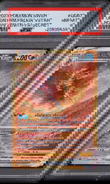 2023 Pokemon Sword and Shield Crown Zenith Galarian Gallery Secret Rare Origin Forme Palkia Vstar #GG67 PSA 8