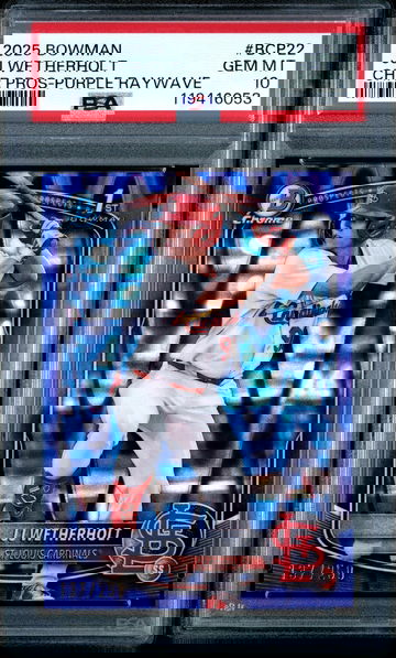 2025 Bowman Chrome JJ Wetherholt #BCP-22 1st Purple Raywave Refractor /250 PSA 10