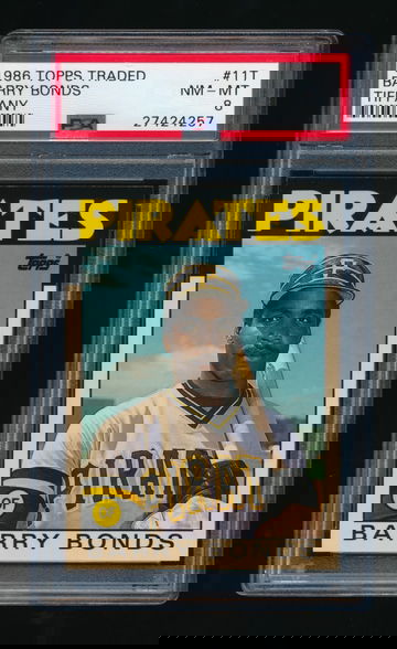 1986 Topps Traded Tiffany #11T, Barry Bonds RC PSA 8 NMMT