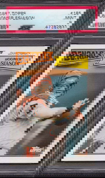 1987 Topps Football #185 BOOMER ESIASON PSA 9 MINT BENGALS QB 2nd Year