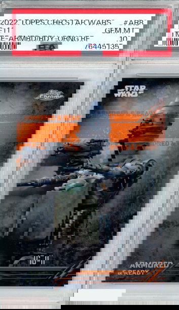 2022 CHROME STAR WARS MANDALORIAN ARMORED READY IG-11 #AR8 ORANGE 7 OF 25 PSA 10