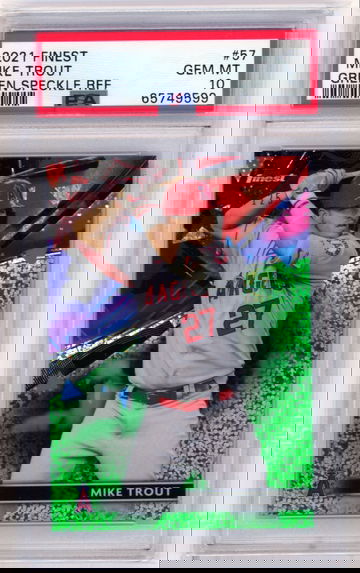 2021 Finest #57 Mike Trout Green Speckle Refractor PSA 10 GEM MINT!