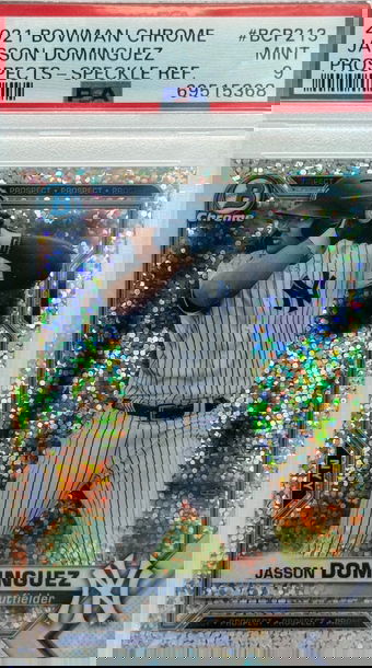 2021 BOWMAN CHROME JASSON DOMINGUEZ PROSPECTS - SPECKLE REF/299 #ВСР213 PSA 9 MINT