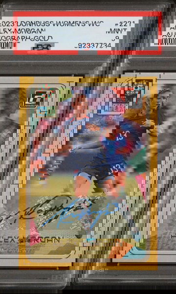 2023 Donruss World Cup Alex Morgan Auto GOLD #/10 PSA 9