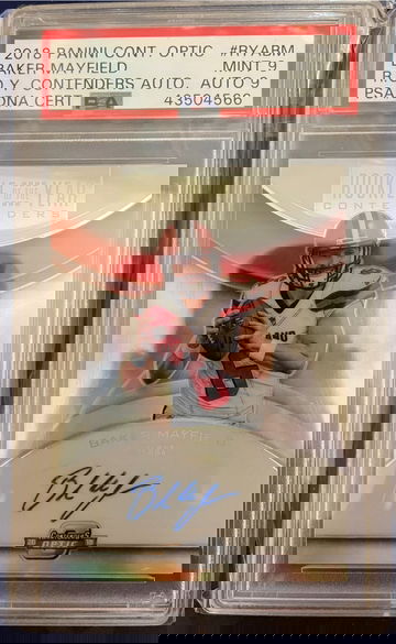 2018 Panini Contenders Optic Rookie Silver Prizm Auto Baker Mayfield PSA 9 Mint 9 Auto