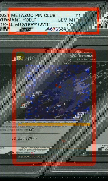 🦋 2021 Metazoo Pin Club X Nightfall Mystery Collection 1 Mothman-Holo PSA 10 😈