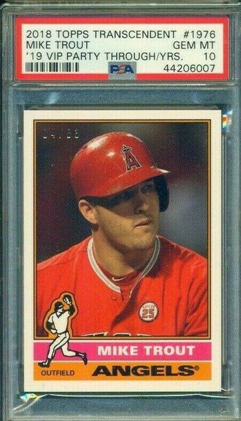 2018 Topps Transcendent Mike Trout Through the Years VIP Party /83 1976 PSA 10
