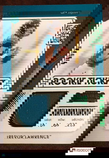 2021 Panini Contenders TREVOR LAWRENCE Rookie Ticket Swatch RC #RTS-TRL Jaguars