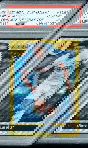2021/22 Topps Merlin Chrome UEFA Dane Scarlett Yellow Wave Refractor /275 PSA 10