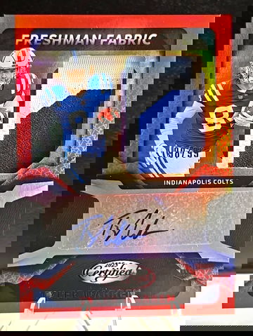 2025 Certified  Freshman Fabric  Tyler Warren  RPA Auto  Red Mirror  /99  Colts RC