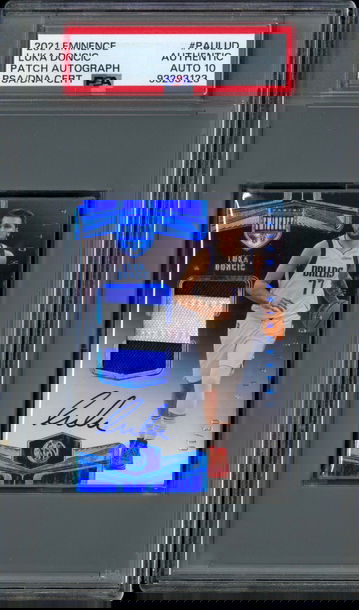 2021 Luka Doncic Panini Eminence Silver Patch Jersey Auto 3/10 PSA AUTH 10 GW SP Autograph