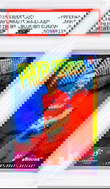 2019 Erling Braut Haaland Topps Finest UEFA Champions League  Prized Footballers Blue Red Fusion  #PFFEHA PSA 9