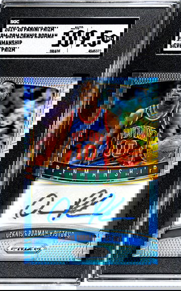 2019-20 Prizm Dennis Rodman Penmanship Silver Prizm Auto SGC 9.5