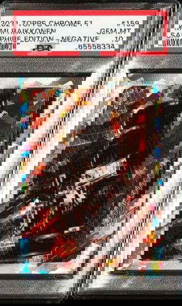 2021 TOPPS CHROME F1 SAPPHIRE KIMI RAIKKONEN #159 NEGATIVE SP /100 PSA 10 GEM MINT