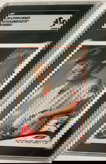 2014 Topps Update Mookie Betts in dugout sp sgc 9