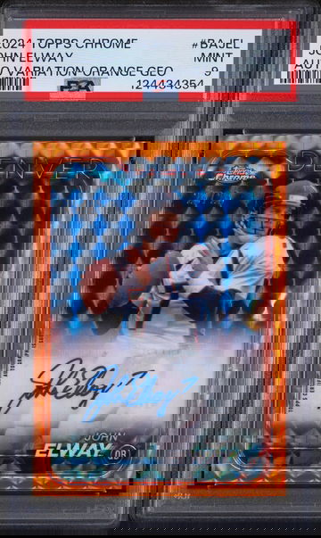 2024 Topps Chrome Base Autographs Variations Orange Geometric John Elway #BAJEL 25/25 PSA 9