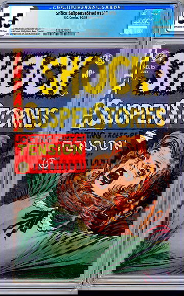 SHOCK SUSPENSTORIES #15 CGC 5.5 *CONTROVERSIAL STRANGULATION CVR STORY* EC 1954