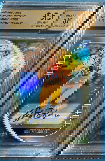 2020 Absolute Signatures Rookies Spectrum Green Justin Herbert BGS 9.5 GEM MINT /25