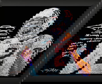 Johnny Manziel ORIGINAL 16x20 Oil Painting Signed Framed with 4 Inscriptions "Never Gave AF.." JSA 1/1 by Artist BLANKSY