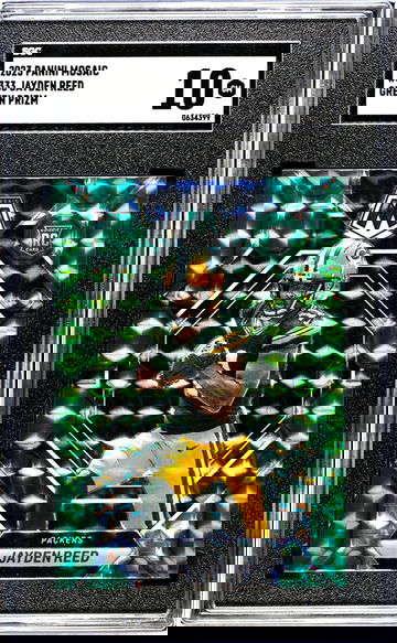 2023 Panini Mosaic #333 Jayden Reed Green Prizm SGC 10