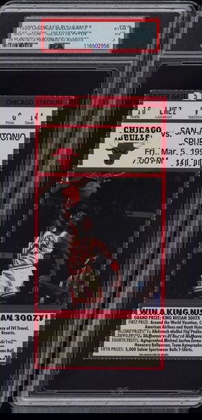 1993 Bulls vs Spurs Ticket Stub Michael Jordan PSA 3