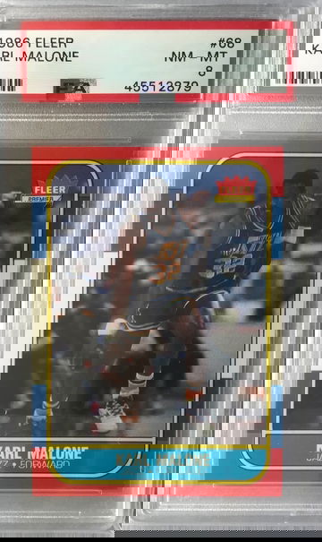 Karl Malone Rookie 1986 Fleer #68 - PSA 8