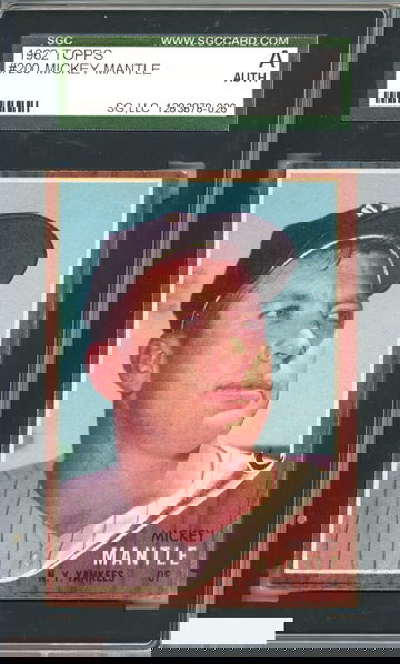 1962 TOPPS MICKEY MANTLE #200 NEW YORK YANKEES HOF SGC AUTHENTIC