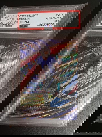 2019 select Lamar Jackson #214 tri color prism PSA 10 field level /99