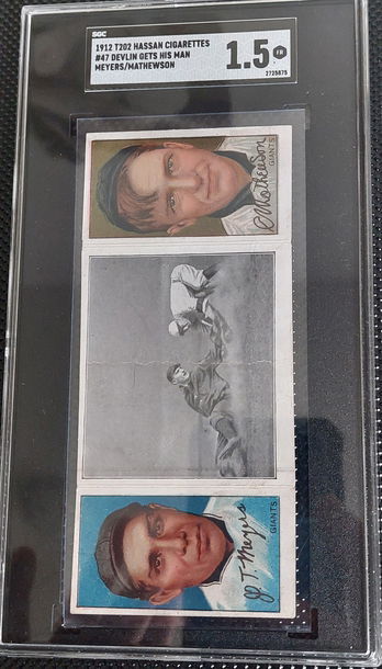 1912 Hassan T202 Christy Mathewson/meters/Devlin