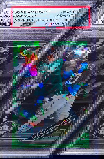 JULIO RODRIGUEZ 2019 BOWMAN DRAFT CHROME SAPPHIRE GREEN #BDC-60 11/50 PSA 10