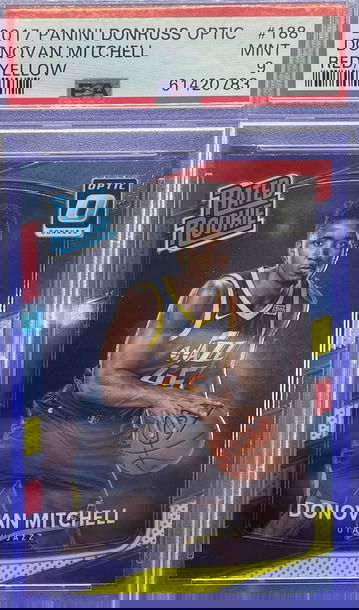 2017 Panini Donruss Optic Donovan Mitchell 188 PSA 9 Red Yellow Rookie RC Jazz