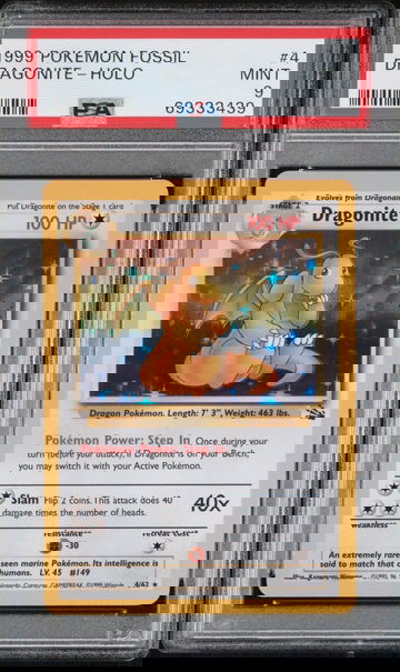 1999 Pokemon Fossil Holo Dragonite #4 PSA 9